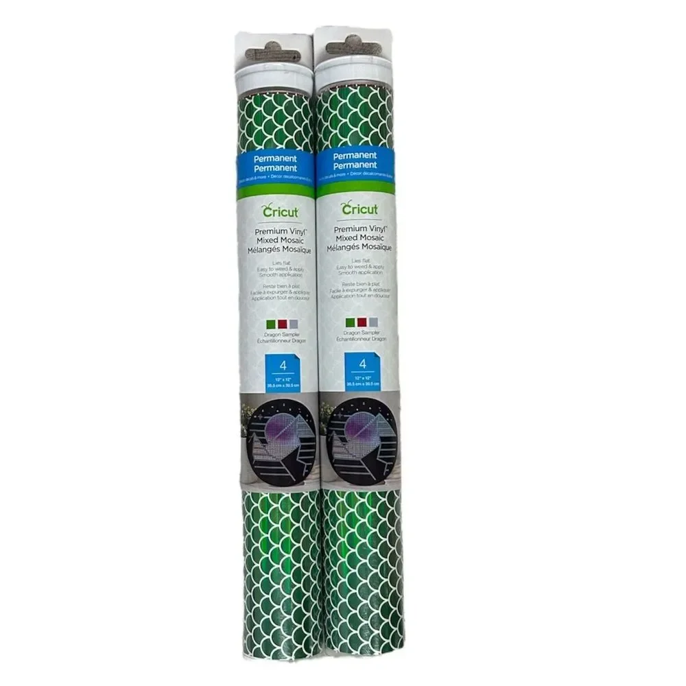 Cricut Permanent Premium Vinyl Mixed Mosaic in ~Dragon Sampler~NEW 4 Sheets- 2pk